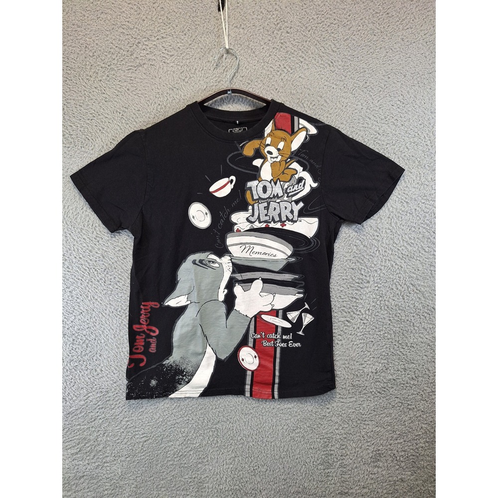 Southpole T Shirt Mens S Black Tom and Jerry Graphic Tee Streetwear Y2K Retro‎